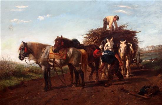 Richard Beavis (1824-1896) The Broken Trace, A Scene in Normandy 24 x 36in.